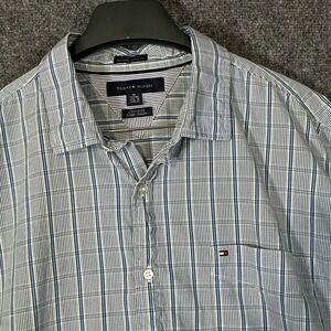 Tommy Hilfiger Mens XL Blue White Stripe Button Down Shirt  Classic Fit Vintage